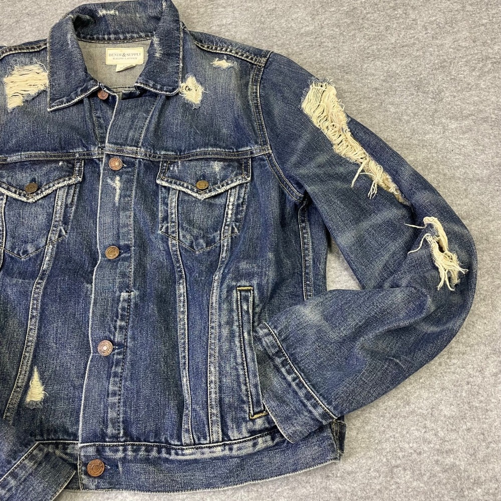 Denim & Supply Ralph Lauren Women's Distressed Boro Denim Trucker Jacket XL